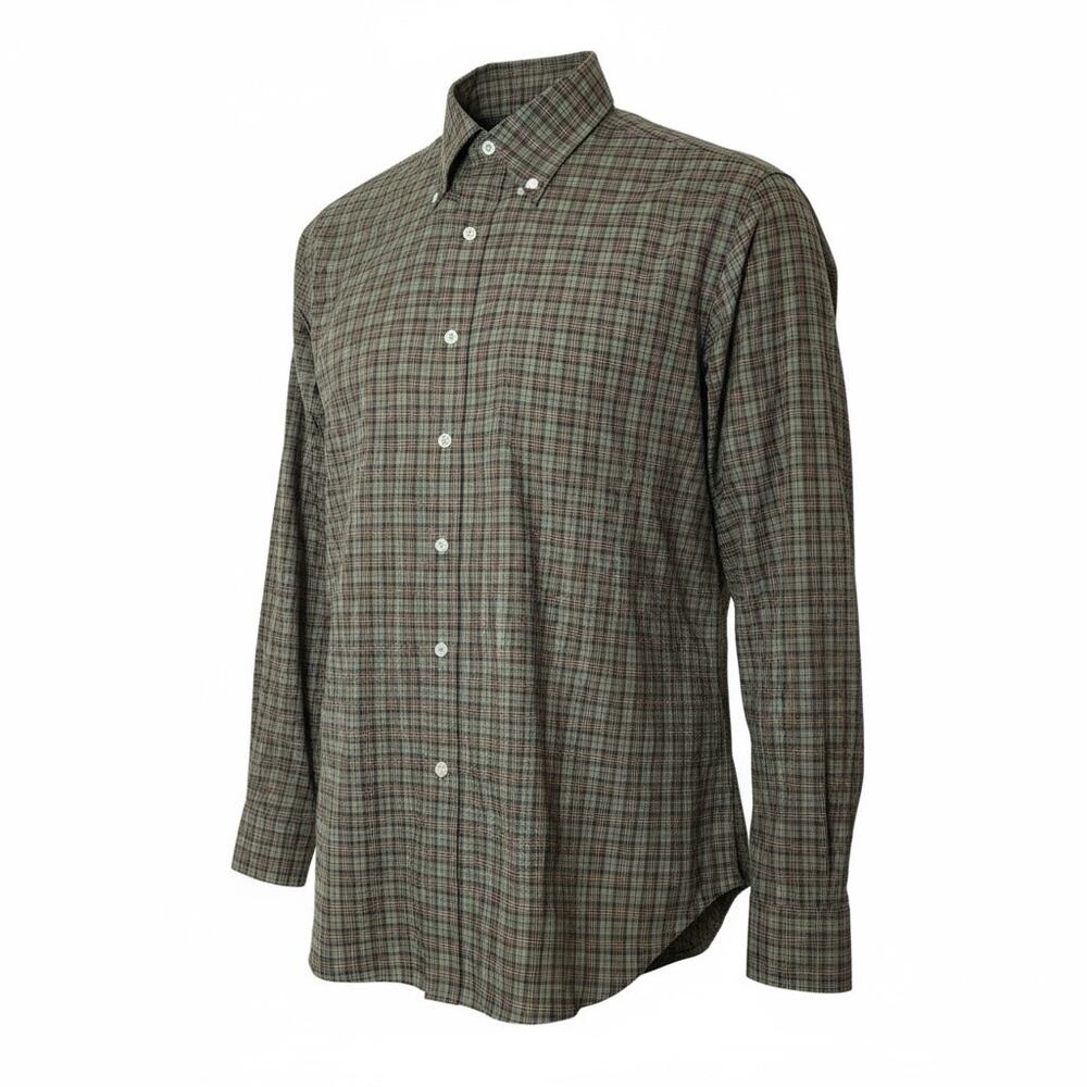 Ralph Lauren Classic Fit Long Sleeved Button Up Green Plaid 16.5  34/35